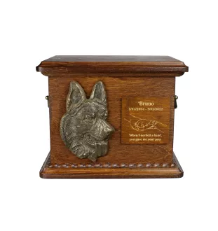 Deutscher Schäferhund II Personalisierte Hundeurne mit Gravur und Relief, Erinnerungsbox für Hundeknochen von der Marke Art-Dog