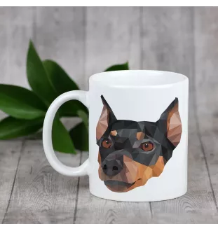 Pinscher allemand - tasse avec une photo et un motif de chien géométrique Art-Dog
