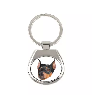German Pinscher - geometric keychain with a photo and the inscription Art-Dog