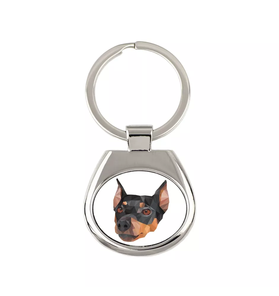 Pinscher allemand - porte-clés géométrique avec photo et inscription Art-Dog