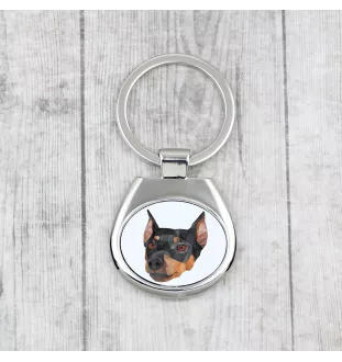 Pinscher allemand - porte-clés géométrique avec photo et inscription Art-Dog