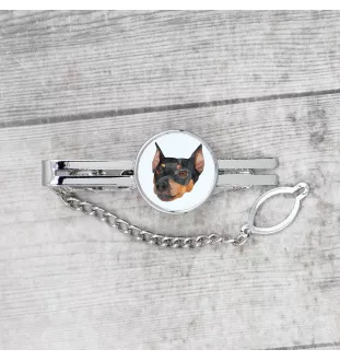 German Pinscher - geometric tie clip with a picture and inscription from Art-Dog
