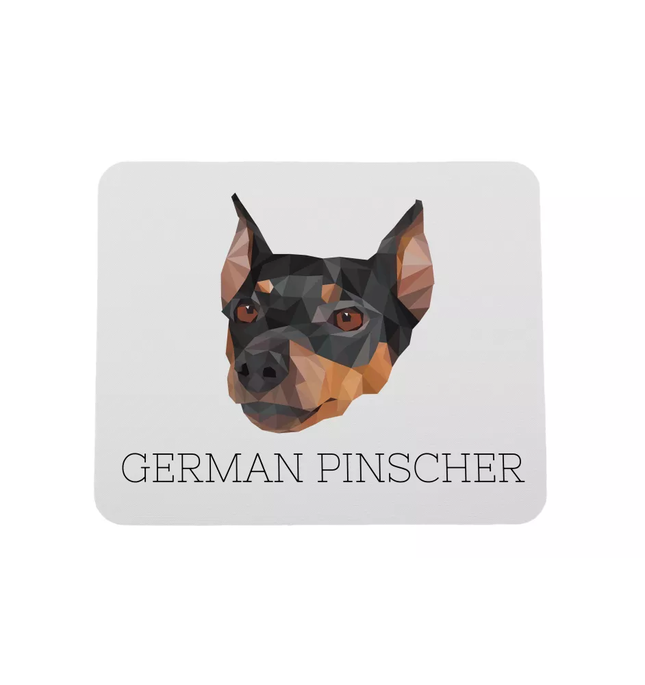 Deutscher Pinscher - geometrisches Mauspad mit Bild und Aufschrift von Art-Dog