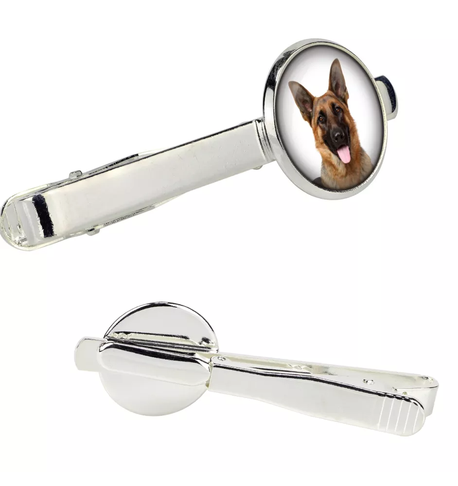 German Shepherd Dog, Alsatian Wolf Dog - tie clip in a box, stylish tie, personalized jewelry from the Art-Dog brand