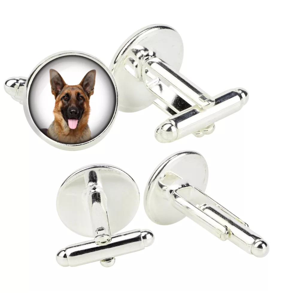 Berger allemand, Berger d'Alsace, Berger alsacien - Boutons de manchette dans une boîte, bijoux faits à la main, produit de la marque Art-Dog
