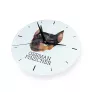 Deutscher Pinscher - geometrische Wanduhr mit Bild und Aufschrift der Marke Art-Dog