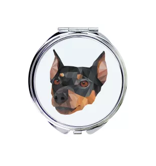 Deutscher Pinscher - Spiegel mit Foto und geometrischem Aufdruck der Marke Art-Dog