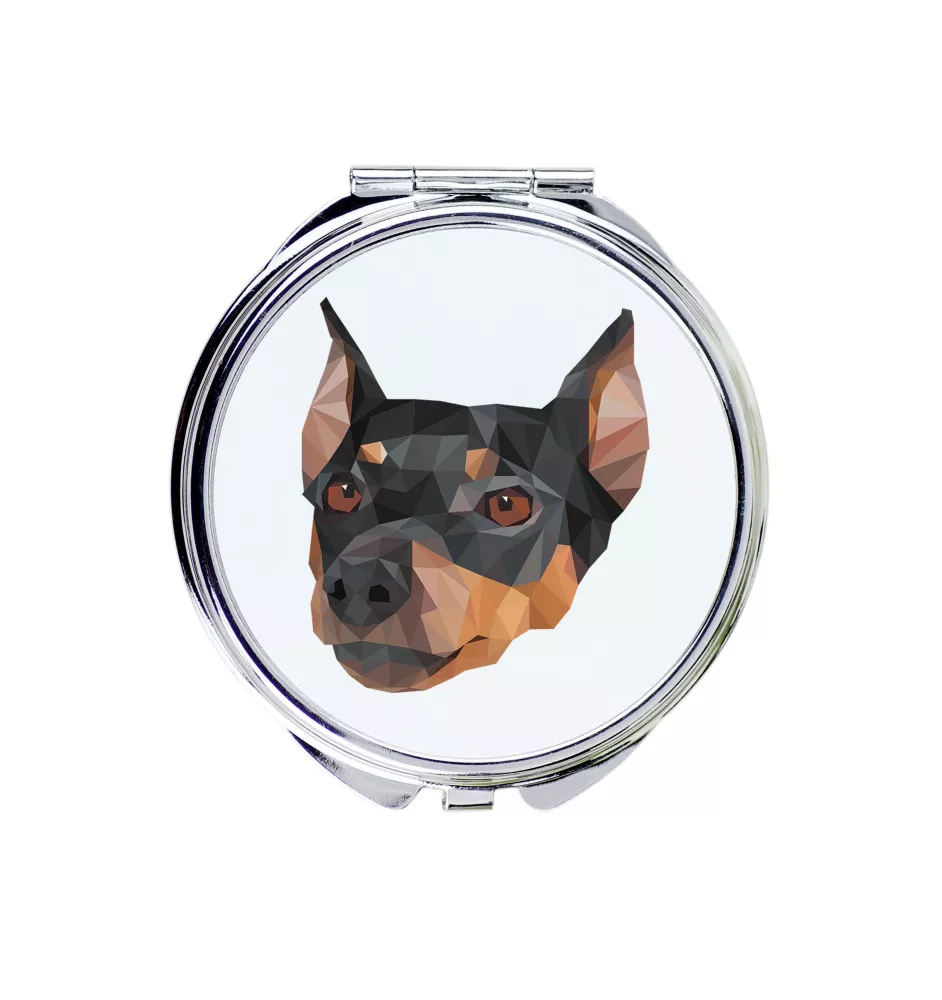 Deutscher Pinscher - Spiegel mit Foto und geometrischem Aufdruck der Marke Art-Dog