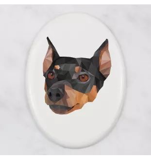German Pinscher - a plate with a geometric design and the brand name Art-Dog