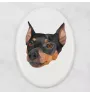 Deutscher Pinscher - Fliese mit geometrischem Bild und Schriftzug der Marke Art-Dog