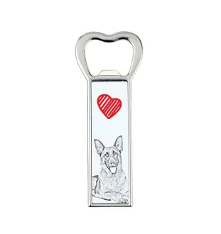 German Shepherd Dog, Alsatian Wolf Dog - bottle opener with a dog, personalized fridge opener, unique gift for a man by Art-Dog brand