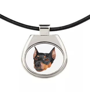 Pinscher allemand - collier avec une photo et un motif géométrique de la marque Art-Dog