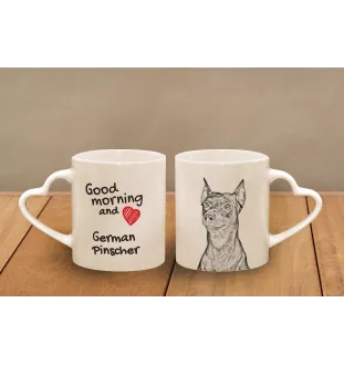 Pinczer średni kubek z psem good morning serce Art-Dog