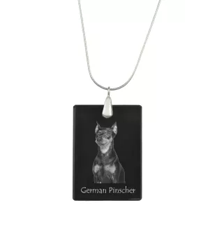 German Pinscher - Crystal pendant with dog, silver necklace with photo, personalised pendant by Art-Dog brand