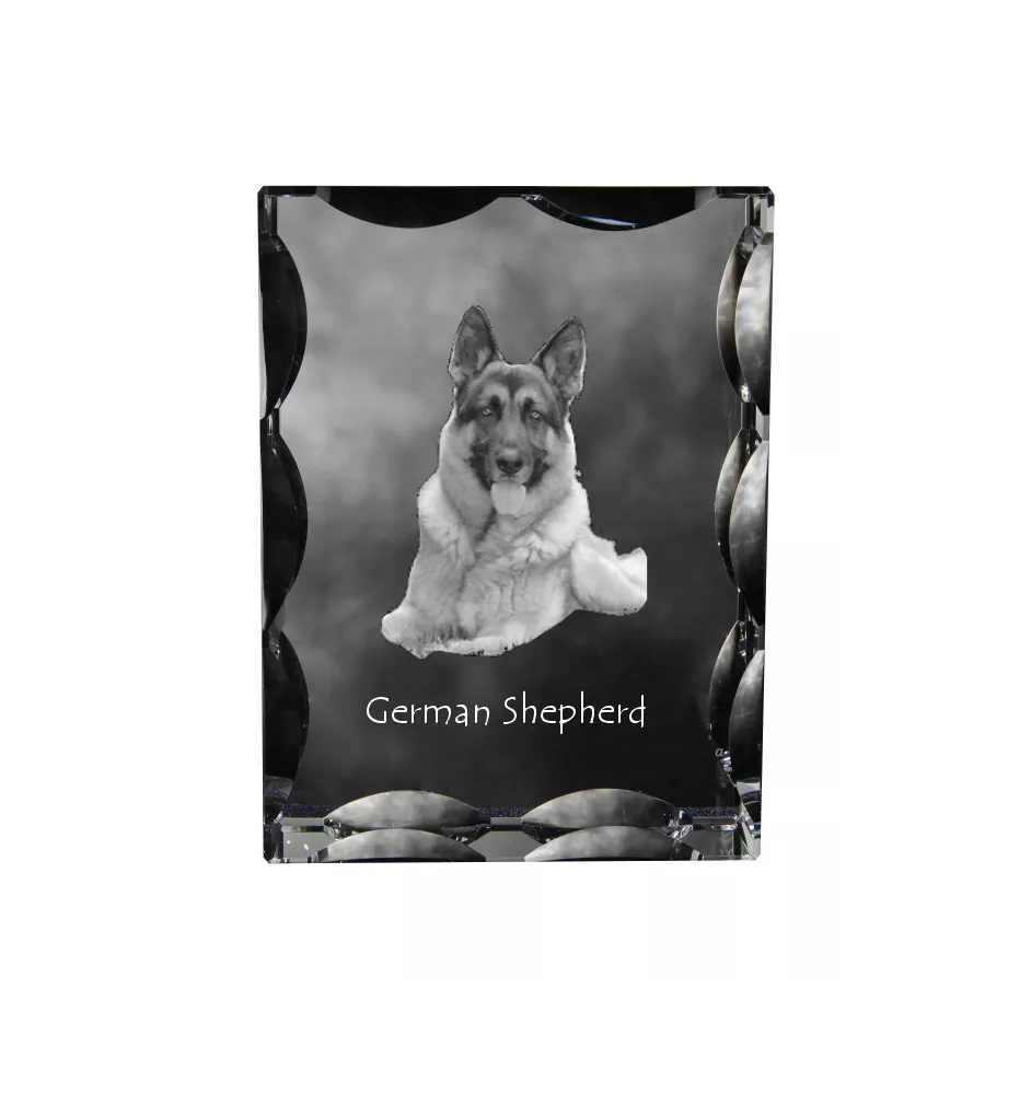 Deutscher Schäferhund - Kristall mit einem Hundebild, Glasstatuette mit einem Bild, einzigartiger Bilderrahmen der Marke Art-Dog