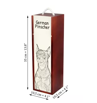 German Pinscher - wine box with a dog, alcohol box with graphics, personalized gift box from the Art-Dog brand