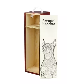 Pinscher allemand - boîte à vin avec chien, boîte à alcool avec graphisme, boîte cadeau personnalisée de la marque Art-Dog