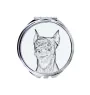 Deutscher Pinscher - Taschenspiegel mit Hund, personalisierter Taschenspiegel, kompakter Spiegel mit Art-Dog-Logo