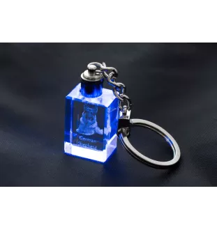 German Shepherd Dog, Alsatian Wolf Dog - Crystal key ring with dog photo, illuminated key ring, unique gift by Art-Dog brand