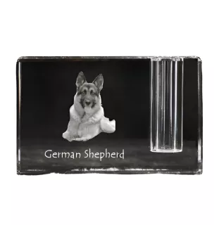 Owczarek niemiecki penholder kryształowy z psem Art-Dog