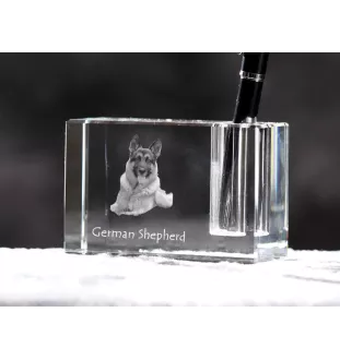 Deutscher Schäferhund - Stifthalter, Kristallorganizer mit Hundefoto, einzigartige Schreibtischdekoration der Marke Art-Dog
