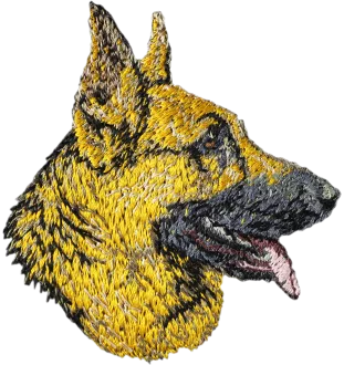Berger allemand, Berger d'Alsace, Berger alsacien - écusson en forme de chien, patch brodé, décoration unique pour sac à dos de la marque Art-Dog