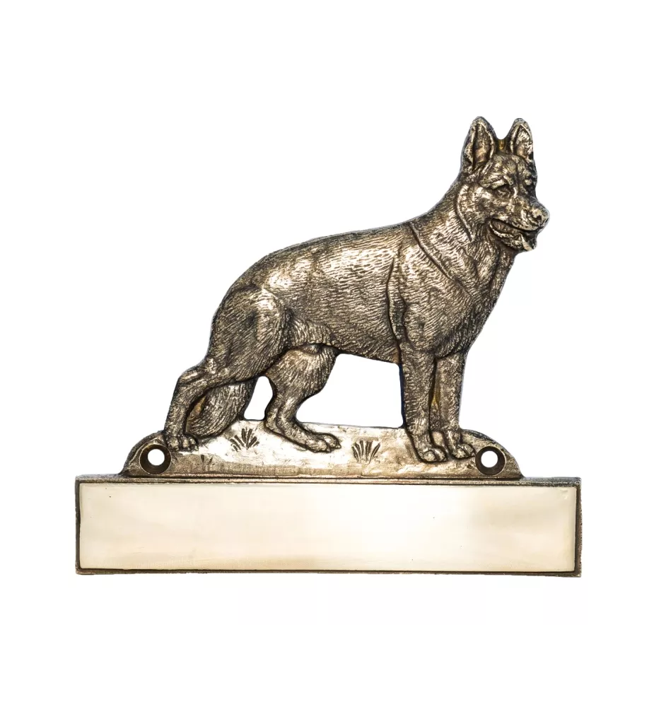 Deutscher Schäferhund - Haustürschild mit Hund, Messingschild mit Namen, personalisiertes Türschild mit Markennamen Art-Dog