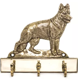 Berger allemand, Berger d'Alsace, Berger alsacien - porte-clés avec chien, support en laiton pour accessoires pour chiens, élégante décoration pour le couloir de la marque Art-Dog