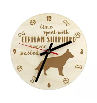 German Shepherd Dog, Alsatian Wolf Dog - clock with a dog, wooden clock, wall clock for dog lovers, clock for desk and shelf, Art-Dog