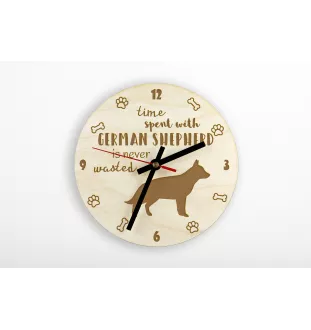 German Shepherd Dog, Alsatian Wolf Dog - clock with a dog, wooden clock, wall clock for dog lovers, clock for desk and shelf, Art-Dog