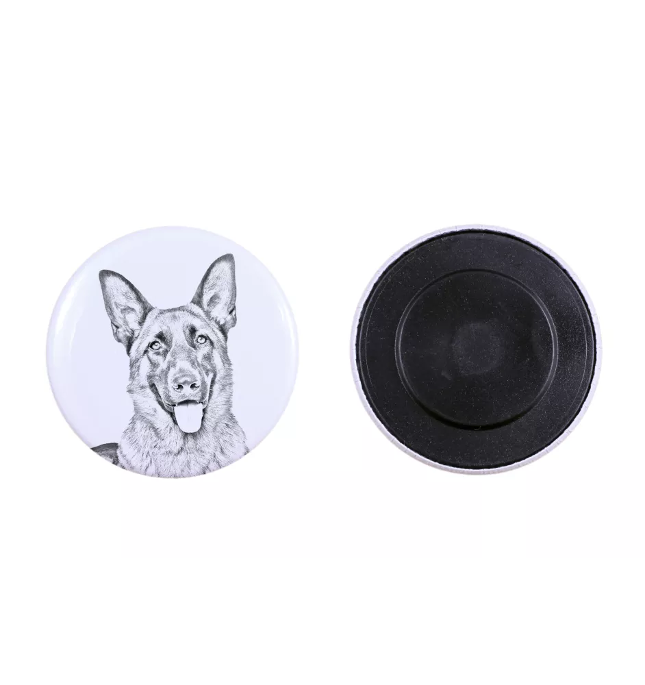 Berger allemand, Berger d'Alsace, Berger alsacien - aimant avec un œil de chien, exceptionnellement léger, aimant puissant, produit fabriqué à la main par la marque Art-Dog