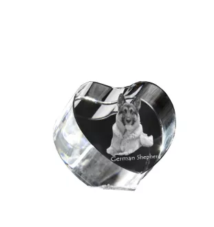 Deutscher Schäferhund - Hundebild im Kristall, Kristallherz, einzigartiger Bilderrahmen der Marke Art-Dog
