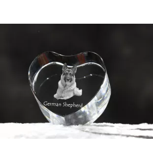 Berger allemand, Berger d'Alsace, Berger alsacien - une photo de chien dans un cristal, un cœur en cristal, un cadre photo exceptionnel de la marque Art-Dog