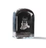 German Shepherd Dog, Alsatian Wolf Dog - crystal cube with a photo, photo of a dog in crystal, cubic paperweight from Art-Dog brand