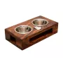 German Shepherd Dog, Alsatian Wolf Dog - wooden stand with bowls for a dog, steel dog bowls, a gift for adopting a dog from the Art-Dog brand