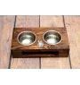 German Shepherd Dog, Alsatian Wolf Dog - wooden stand with bowls for a dog, steel dog bowls, a gift for adopting a dog from the Art-Dog brand