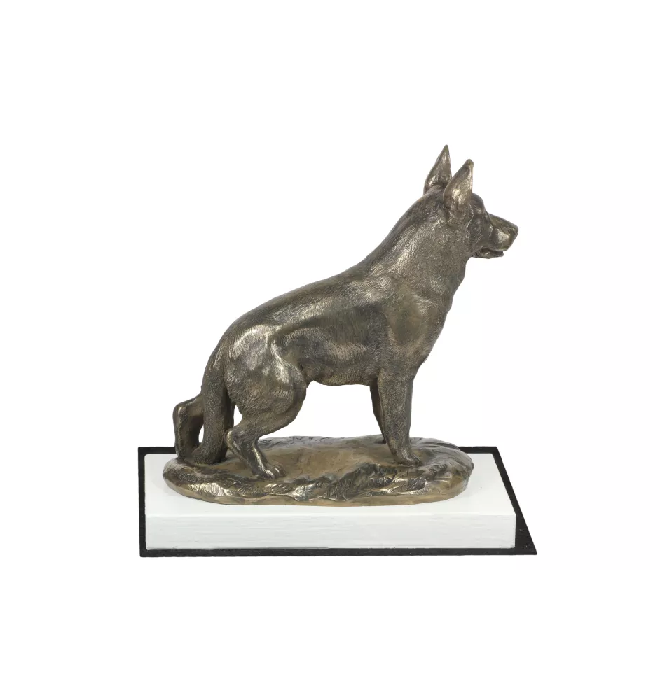 Berger allemand, Berger d'Alsace, Berger alsacien - statuette de chien, figurine sur un socle blanc, trophée pour exposition de chiens de la marque Art-Dog