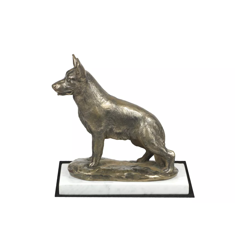 Deutscher Schäferhund - Hundestatue, Figur auf weißem Marmor, Trophäe für die Art-Dog-Hundeaustellung