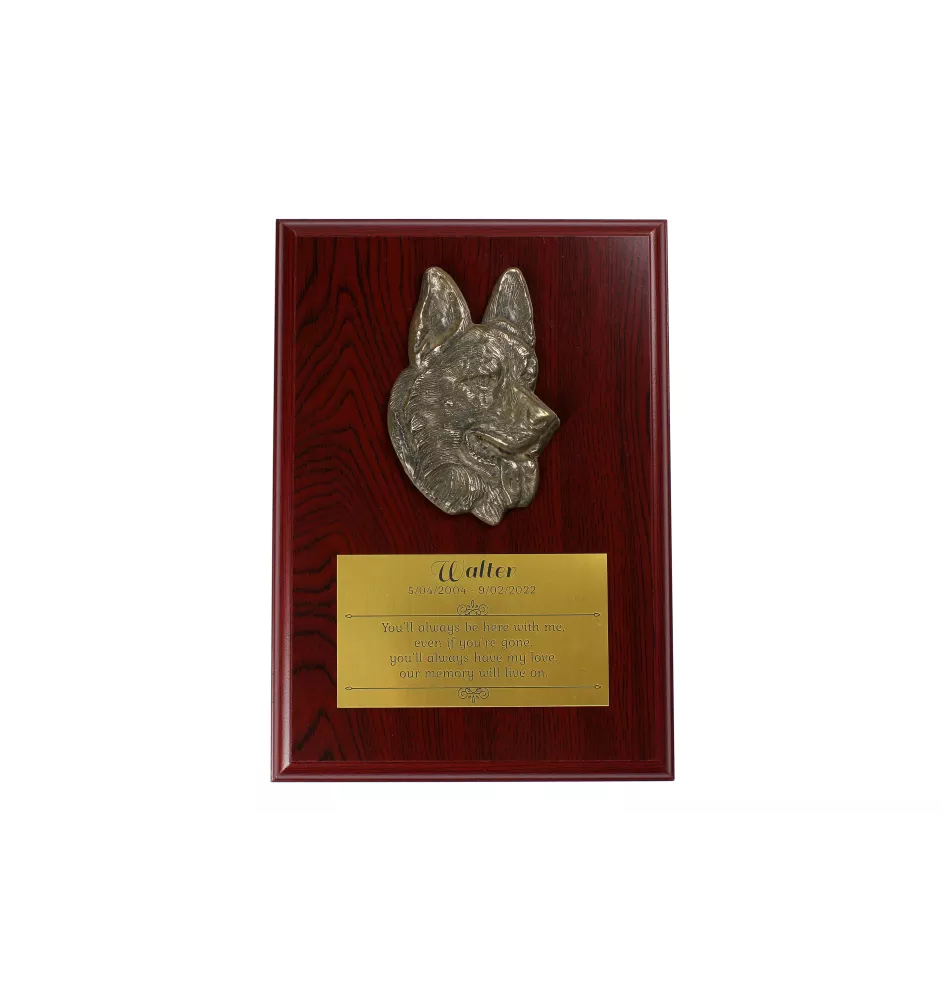German Shepherd Dog, Alsatian Wolf Dog II - bas-relief of a dog, small decoration, realistic plaque with the Art-Dog brand