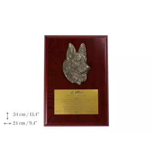 Berger allemand, Berger d'Alsace, Berger alsacien II - bas-relief de chien, petit décor, plaque réaliste avec chien de la marque Art-Dog