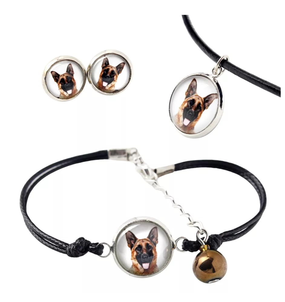 German Shepherd Dog, Alsatian Wolf Dog - a set of jewelry in a box, necklace, earrings, bracelet, products from the Art-Dog brand