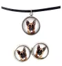 German Shepherd Dog, Alsatian Wolf Dog - jewelry with your photo box, set of necklace and earrings, personalized products from the Art-Dog brand