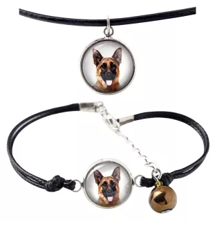 German Shepherd Dog, Alsatian Wolf Dog - a set of jewelry with your photo, handmade set, bracelet and necklace by Art.-Dog brand