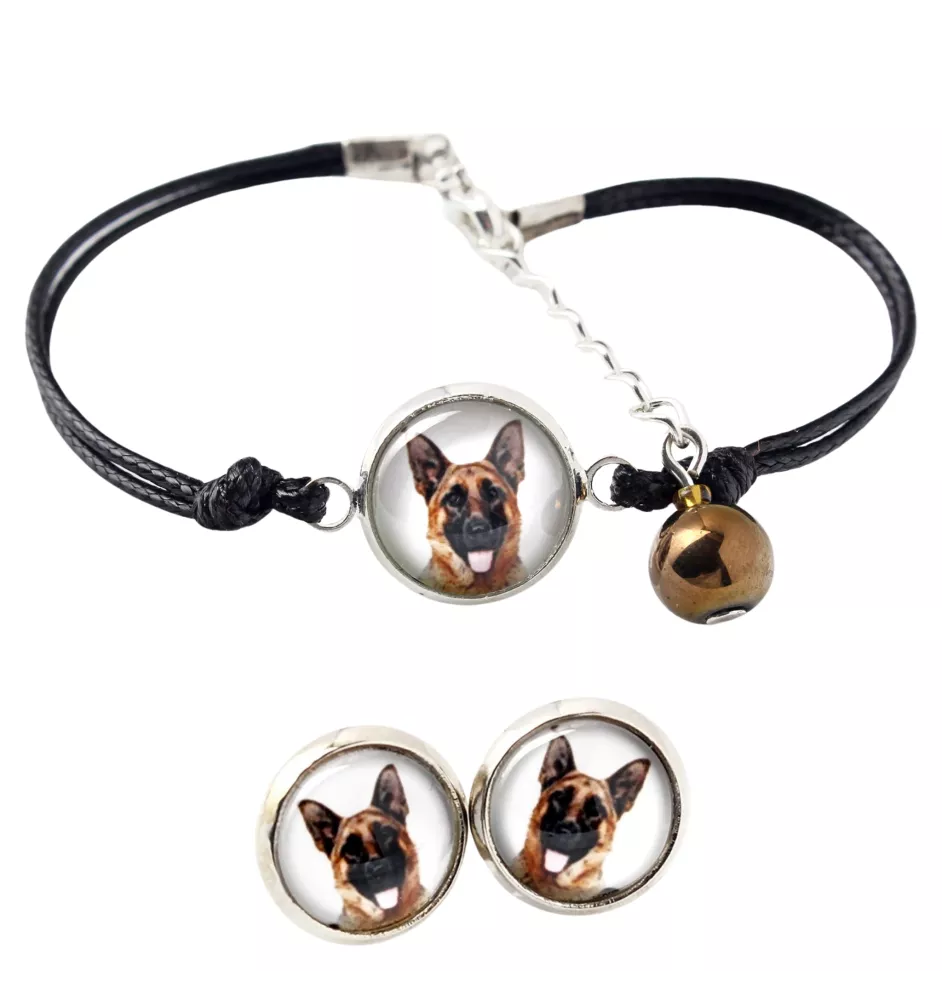 German Shepherd Dog, Alsatian Wolf Dog - a set of jewelry with your photo, a woman's ornament, handmade item, a product made with passion for creating the Art-Dog brand.
