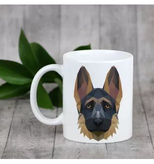 Berger allemand, Berger d'Alsace, Berger alsacien I - tasse avec une photo et un motif de chien géométrique Art-Dog