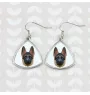 Berger allemand, Berger d'Alsace, Berger alsacien I - boucles d'oreilles avec une photo et un motif de chien géométrique Art-Dog