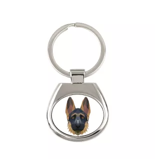 Berger allemand, Berger d'Alsace, Berger alsacien I - porte-clés géométrique avec photo et inscription Art-Dog