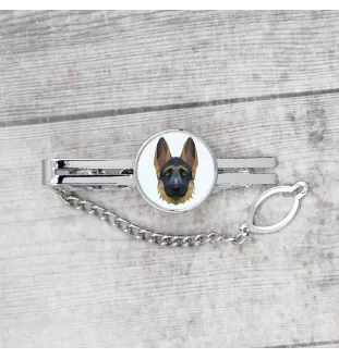 Deutscher Schäferhund I - geometrische Krawattennadel mit Bild und Schriftzug von Art-Dog