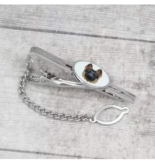 Deutscher Schäferhund I - geometrische Krawattennadel mit Bild und Schriftzug von Art-Dog