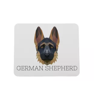 Deutscher Schäferhund I - geometrisches Mauspad mit Bild und Aufschrift von Art-Dog